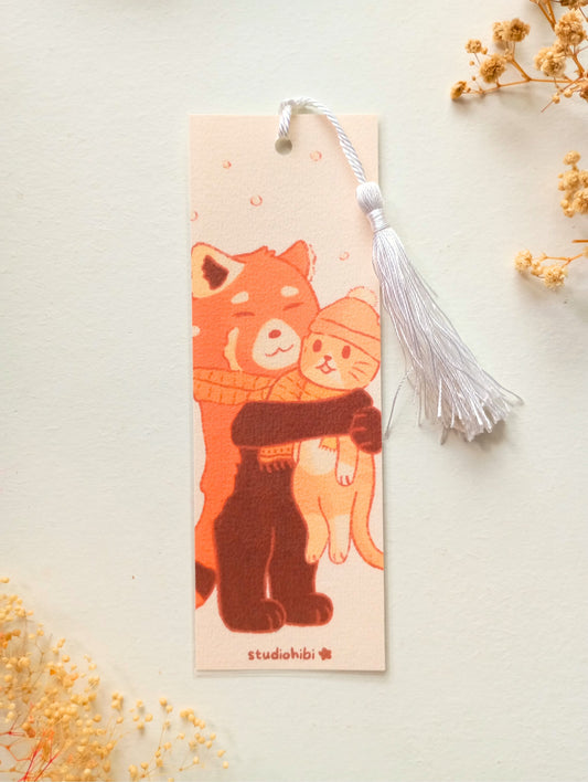 Marque-page - Chat et panda roux câlin