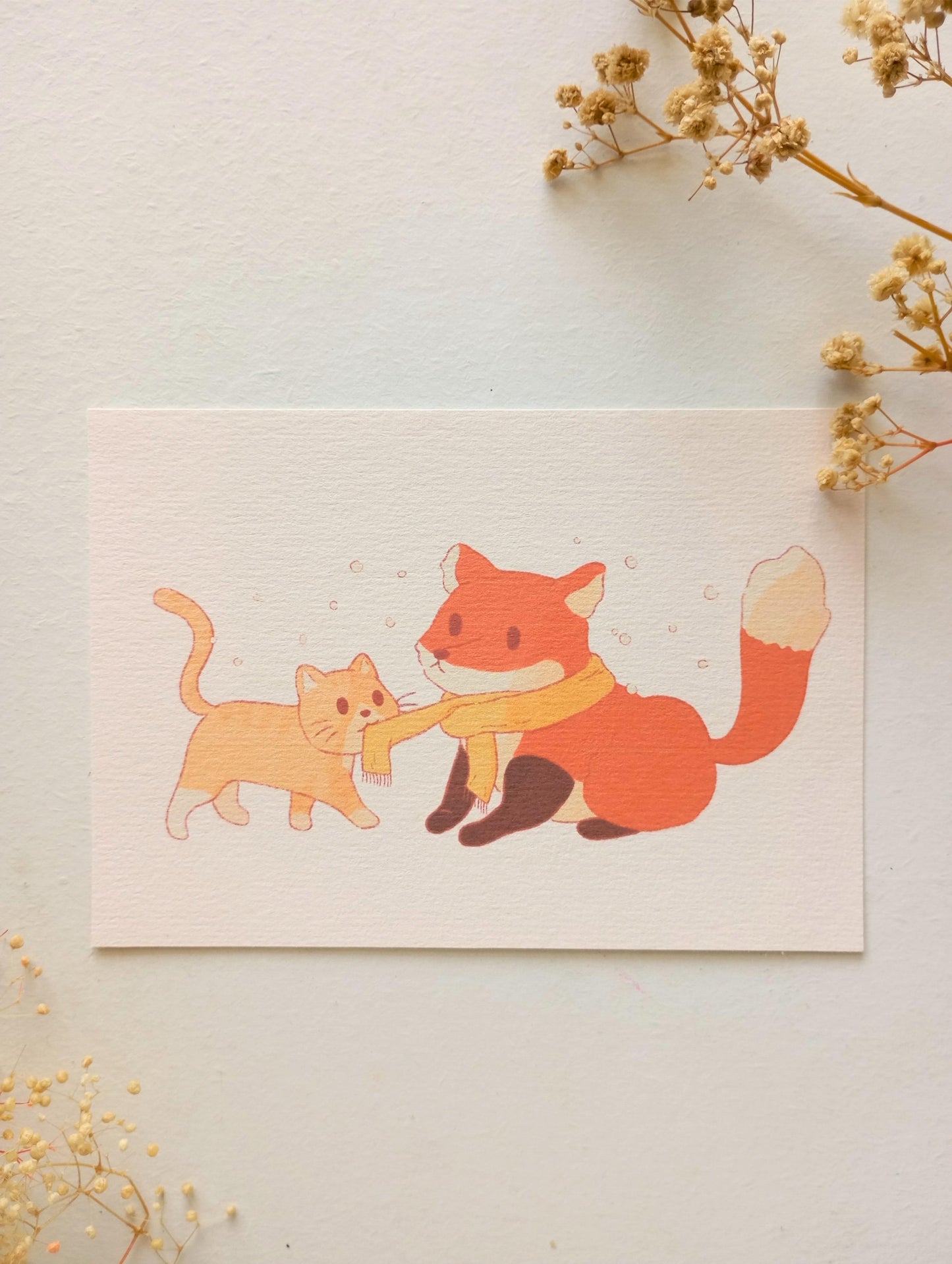 Mini print - Chat et renard hiver