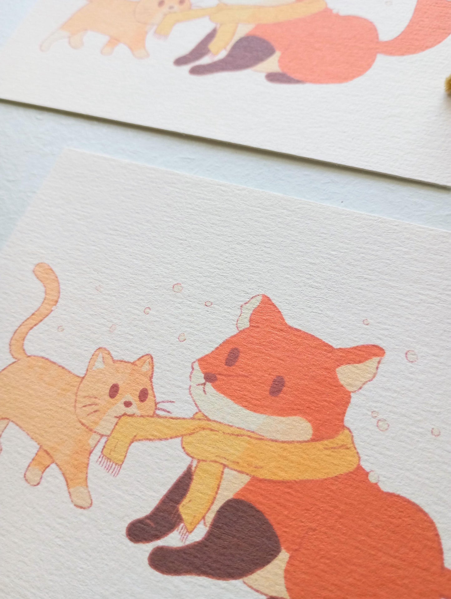 Mini print - Chat et renard hiver
