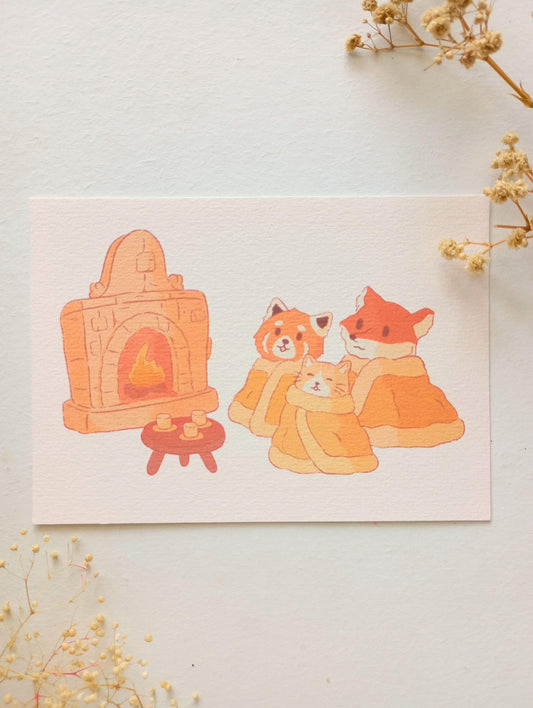 Mini print - Cheminée et plaids