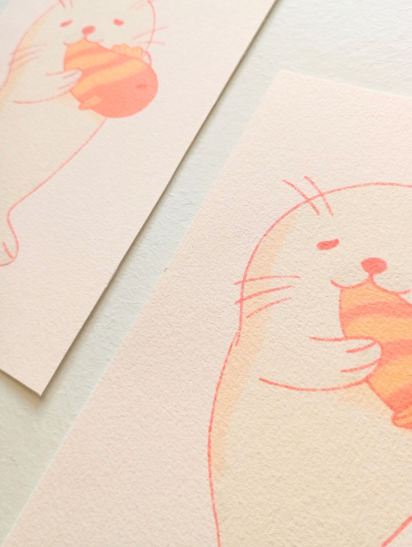 Mini print - Petit phoque et poisson