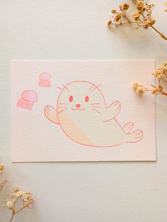 Mini print - Petit phoque fait coucou