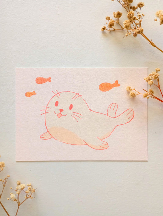 Mini print - Petit phoque joyeux