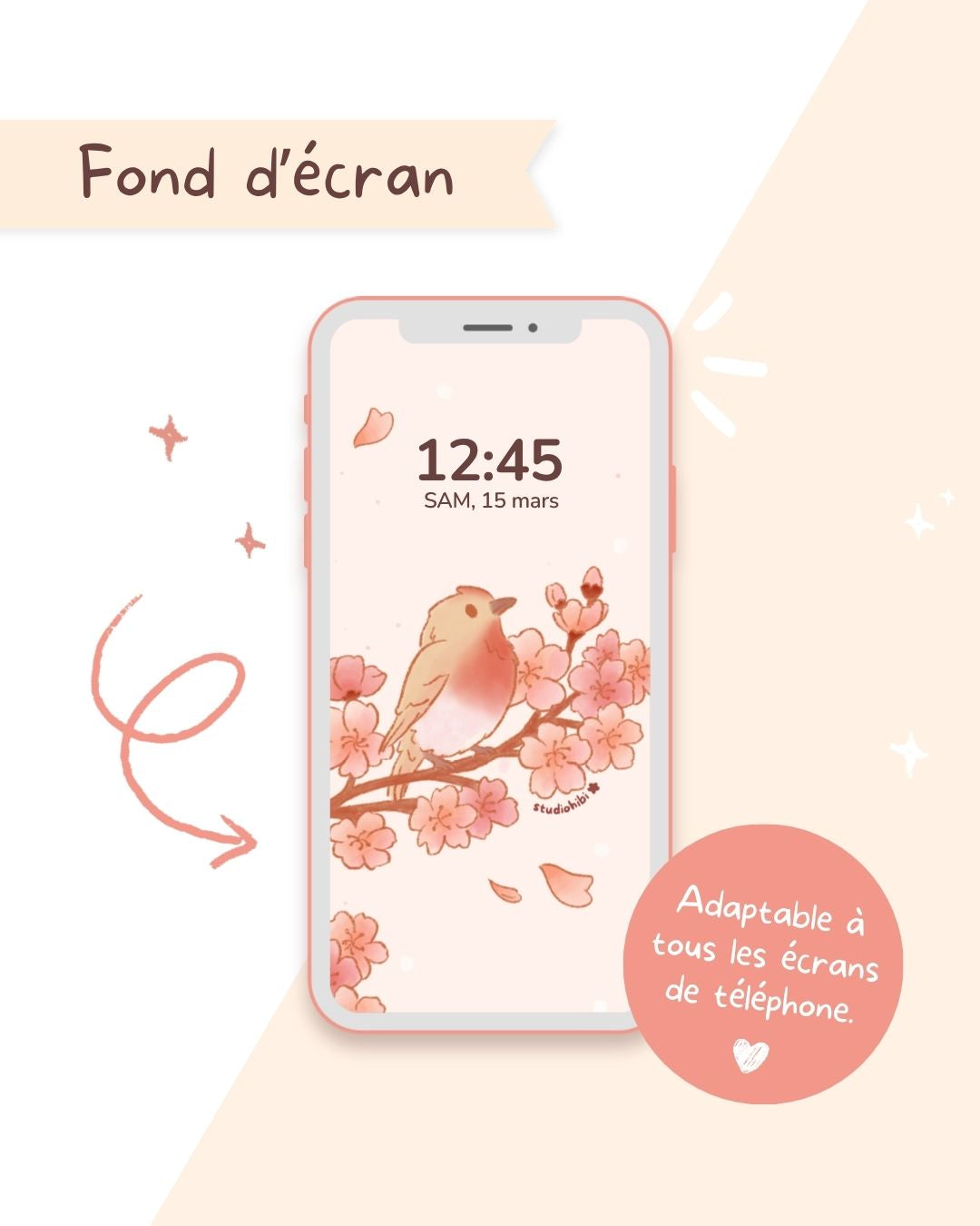 Fond d'écran portable - Oiseau Sakura