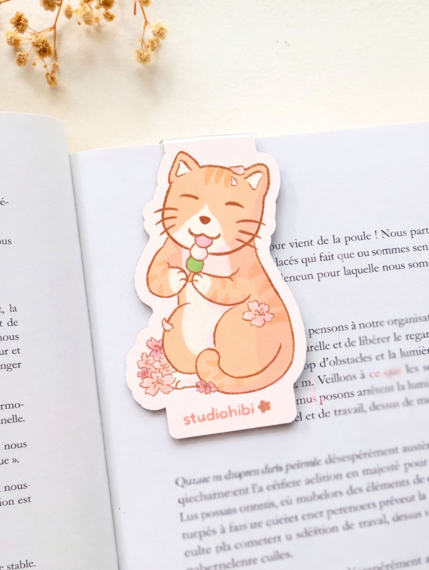 Marque-page magnétique - Chat mange Dango